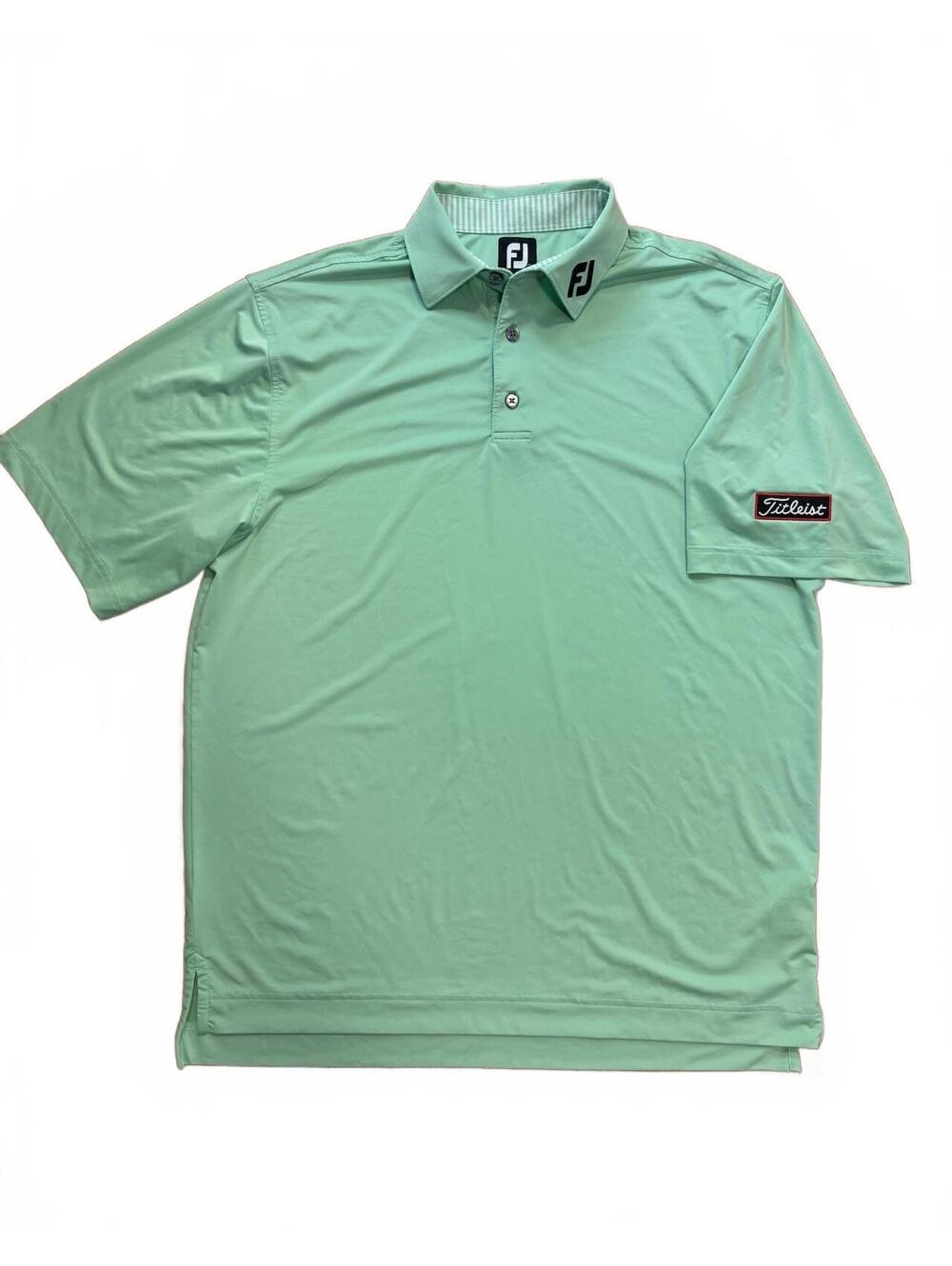 FootJoy Titleist Men's Mint Green Golf Polo Shirt with FJ Logo, Size Large